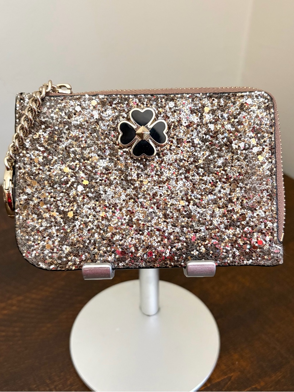 Kate Spade Odette Glitter Card Holder Rose Gold